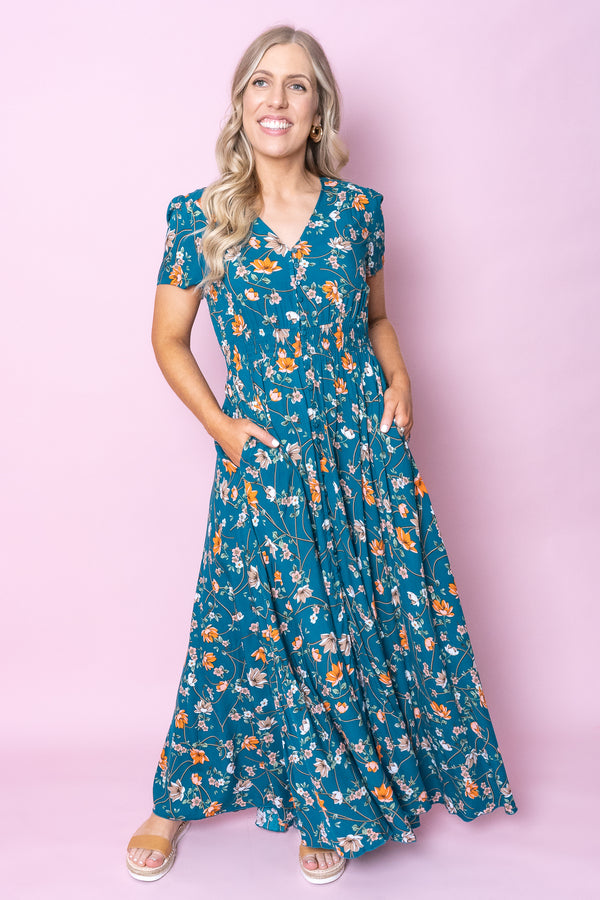 Zaya Dress in Teal