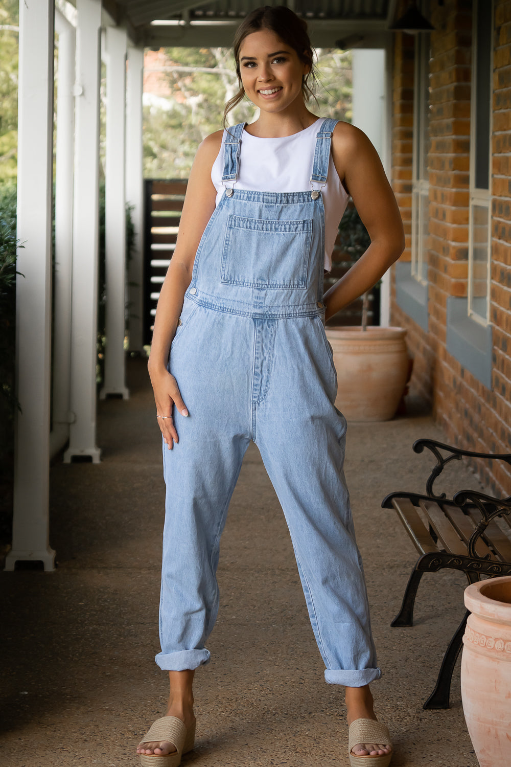 Light blue overalls store womens