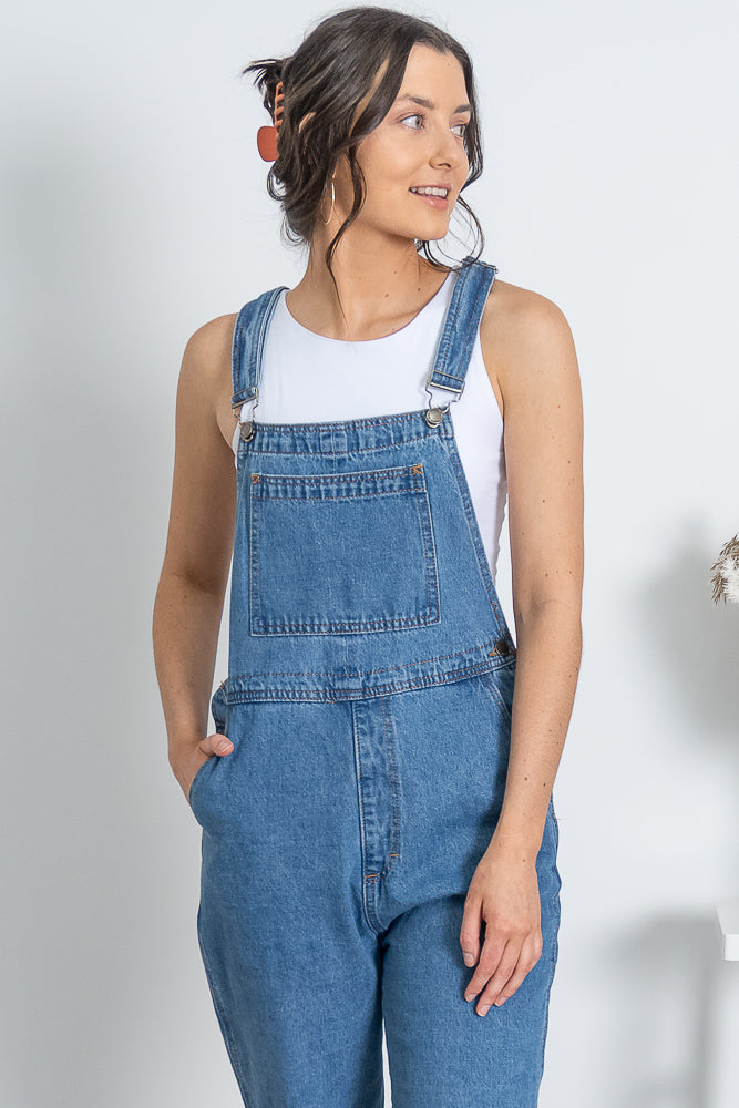 Dina Overalls in Mid Blue