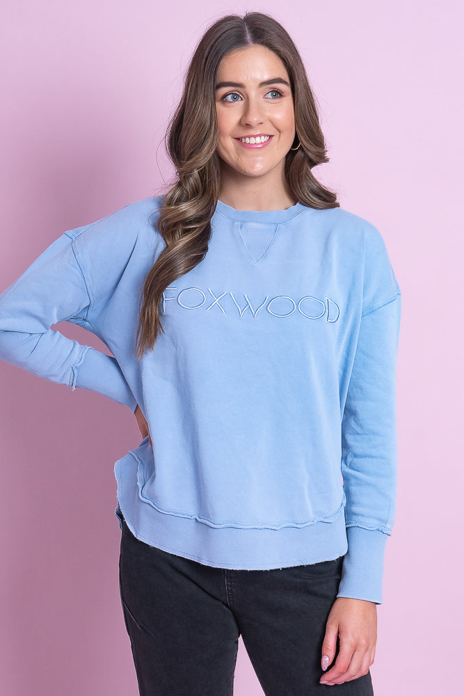 Washed Simplified Crew in Light Blue - Foxwood
